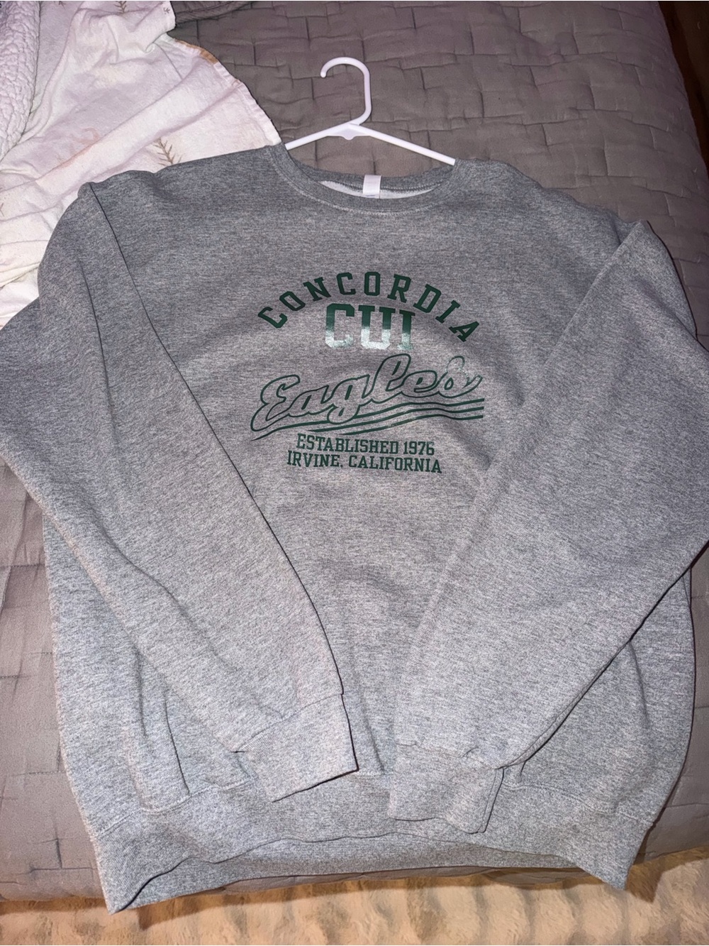 Jerzees Gray Concordia CUI Eagles Crewneck Sweatshirt